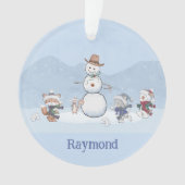 Personalisierte Snowball-Kämpfe Custom Snowman Ani Ornament (Vorderseite)