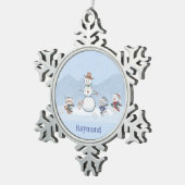 Personalisierte Snowball-Kämpfe Custom Snowman Ani Schneeflocken Zinn-Ornament (Rechts)