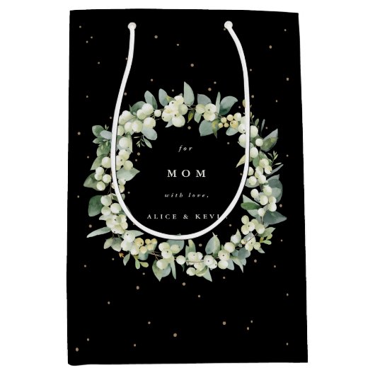 Personalisierte Snowberry+Eukalyptus Weihnachten Mittlere Geschenktüte (Vorderseite)