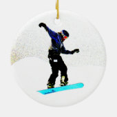 Personalisierte Snowboarding-Weihnachtsverzierung Keramik Ornament (Hinten)