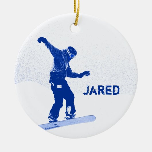 Personalisierte Snowboarding-Weihnachtsverzierung Keramikornament (Vorne)