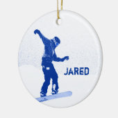 Personalisierte Snowboarding-Weihnachtsverzierung Keramikornament (Links)