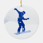 Personalisierte Snowboarding-Weihnachtsverzierung Keramikornament (Hinten)