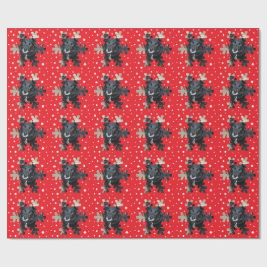 Personalisierte Snowflake-Fotovorlage Rot Geschenkpapier (Flach)