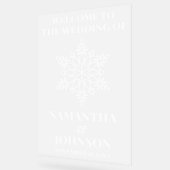 Personalisierte Snowflake-Hochzeit Willkommen Matt Acrylschild (Winkel)