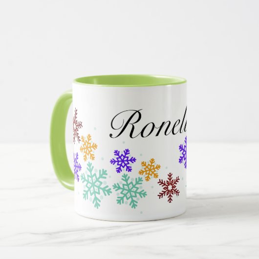 Personalisierte Snowflake Tasse Winterweihnachtsfe (Vorderseite Links)