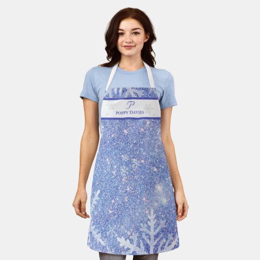 Personalisierte Snowflake Weihnachten Schürze (Getragen)