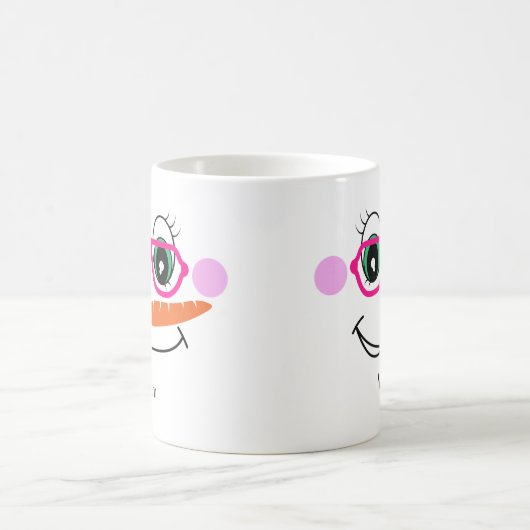Personalisierte Snowman-Mama mit rosafarbener Bril Kaffeetasse (Mittel)