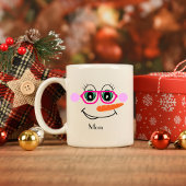 Personalisierte Snowman-Mama mit rosafarbener Bril Kaffeetasse