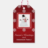 Personalisierte Snowman Red Gift Tags Geschenkanhänger (Rückseite)