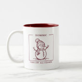 Personalisierte Snowman-Tasse - Ein Wintergenuss Zweifarbige Tasse (Links)