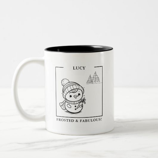 Personalisierte Snowman-Tasse - "Mattiert & Fabulo Zweifarbige Tasse (Links)