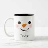Personalisierte Snowman-Tasse, Weihnachts-Tasse Zweifarbige Tasse (Links)