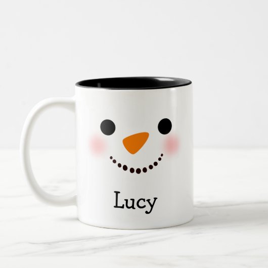 Personalisierte Snowman-Tasse, Weihnachts-Tasse Zweifarbige Tasse (Links)