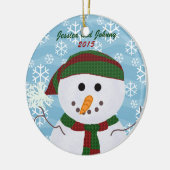 Personalisierte Snowman-Verzierung Keramik Ornament (Links)