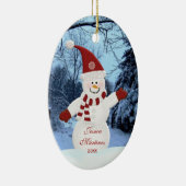 Personalisierte Snowman-Verzierung Keramikornament (Rechts)