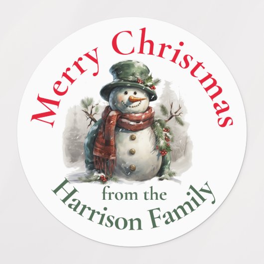 Personalisierte Snowman-Weihnachtswünsche Etiketten (Design 1)