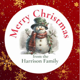 Personalisierte Snowman-Weihnachtswünsche Runder Aufkleber