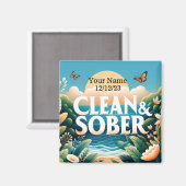 Personalisierte Sobriety Clean & Sober Magnet (Vorderseite/Rückseite)