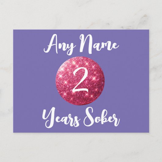 Personalisierte Sobriety Geburtstagskarte Rosa Gli Postkarte (Vorderseite)