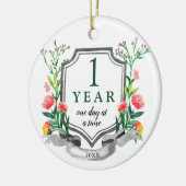 Personalisierte Sobrities 1 Jahr Jubiläum Narr Keramik Ornament (Links)