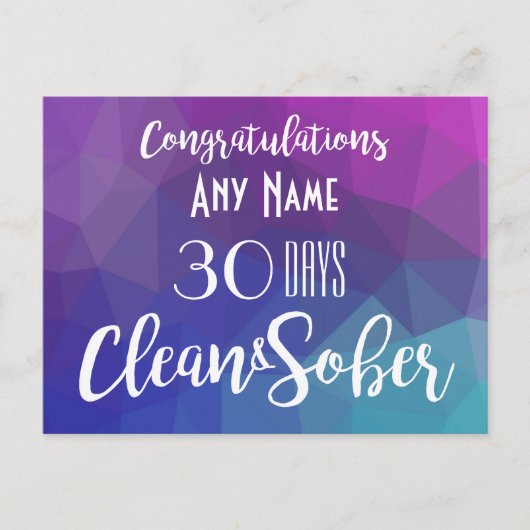 Personalisierte Sobriversary Geburtstagskarte Postkarte (Vorderseite)