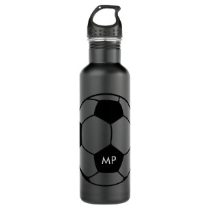 Personalisierte Soccer-Schwarz-weiß Edelstahlflasche