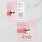 Personalisierte Social Media Doppelte Foto QR Quadratische Visitenkarte (Vorne/Hinten)