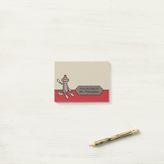 Personalisierte Socken-Affe-Post-Itanmerkungen Post-it Klebezettel (Auf Schreibtisch)