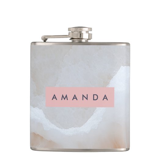 Personalisierte Soft Cream Onyx Marmortextur Flachmann (Vorderseite)