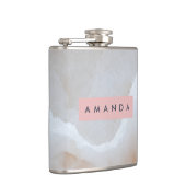 Personalisierte Soft Cream Onyx Marmortextur Flachmann (Rechts)