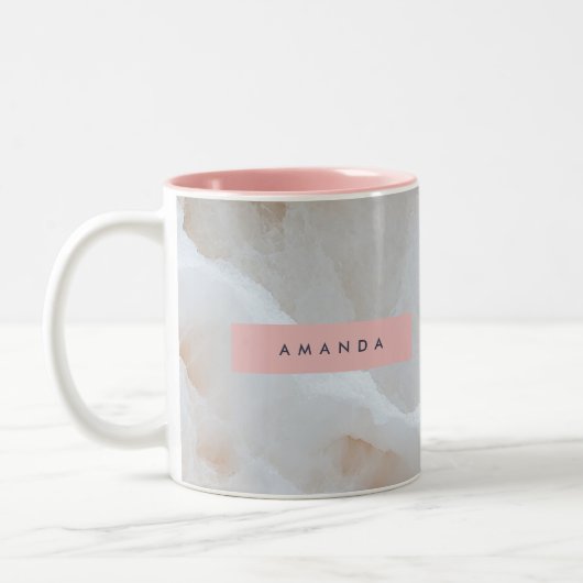 Personalisierte Soft Cream Onyx Marmortextur Zweifarbige Tasse (Links)