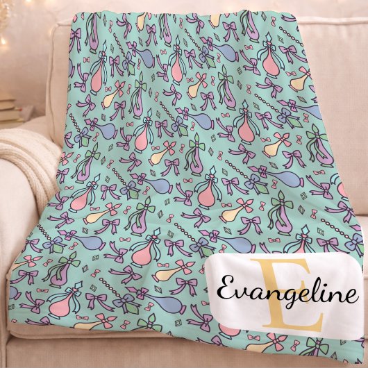Personalisierte Soft Pastell Blumen Ästhetik Flasc Fleecedecke