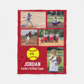Personalisierte Softball 5-Fotocollage-Team # Fleecedecke (Vorderseite)
