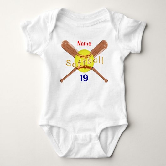 Personalisierte Softball-Baby-Dusche, SoftballTutu Baby Strampler (Vorderseite)