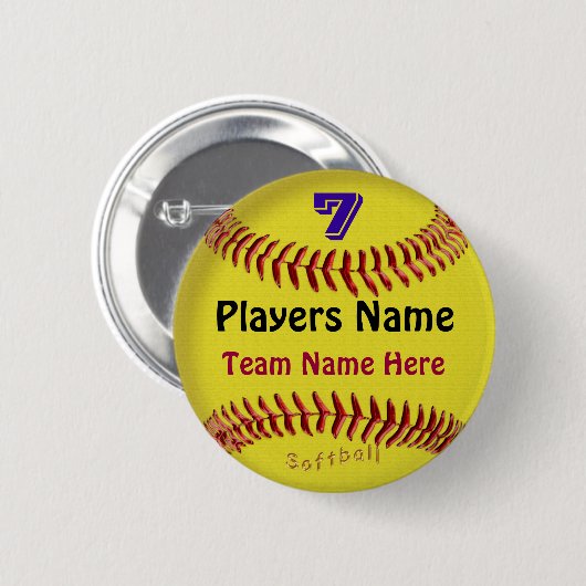 PERSONALISIERTE Softball-Buttone, NUMMER, NAME und Button (Vorne & Hinten)