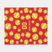Personalisierte Softball-Decke, Name, Zahl, Farbe Fleecedecke (Vorderseite (Horizontal))
