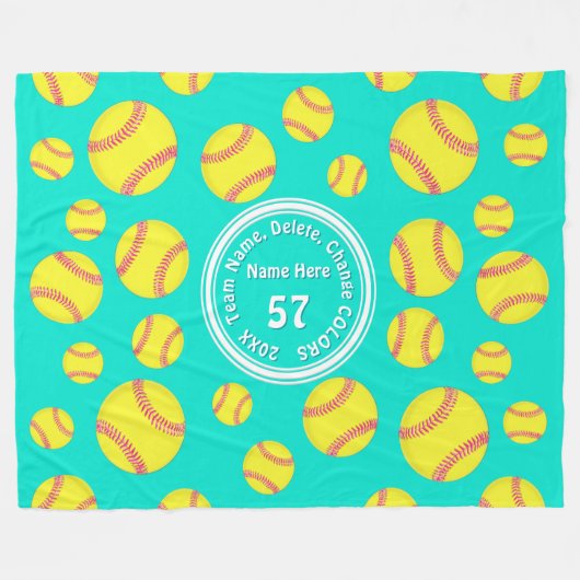 Personalisierte Softball-Fleece-Blanken in jeder F Fleecedecke (Vorderseite (Horizontal))