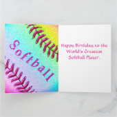 PERSONALISIERTE Softball-Geburtstags-Karte, Name, Karte (Innenseite)