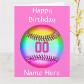 PERSONALISIERTE Softball-Geburtstags-Karte, Name, Karte (Gelbe Blume)