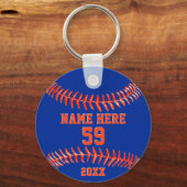 Personalisierte Softball-Schlüsselanhänger in Blau Schlüsselanhänger (Vorderseite)