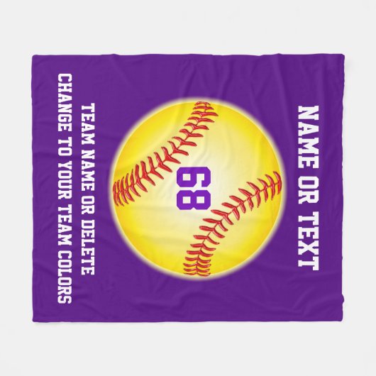 Personalisierte Softball-Team-Geschenke Ihr Text, Fleecedecke (Vorderseite (Horizontal))