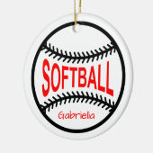 Personalisierte Softball-Weihnachtsverzierung Keramik Ornament (Links)