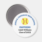 Personalisierte Softballspielerin der Blue High Sc Magnet (Vorderseite/Rückseite)