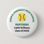 Personalisierte Softballspielerin der Green High S Button (Vorderseite)
