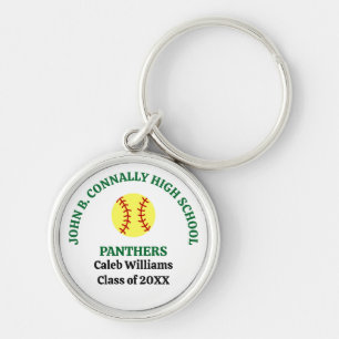Personalisierte Softballspielerin der Green High S Schlüsselanhänger