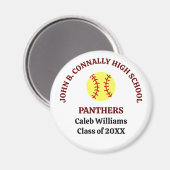 Personalisierte Softballspielerin der Maroon High Magnet (Vorderseite/Rückseite)