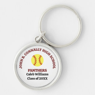 Personalisierte Softballspielerin der Maroon High Schlüsselanhänger