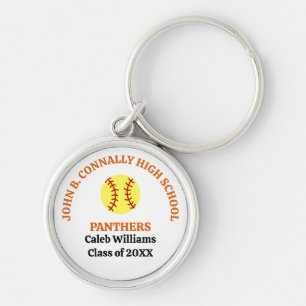 Personalisierte Softballspielerin der Orange High  Schlüsselanhänger
