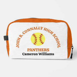 Personalisierte Softballspielerin der Orange High  Waschbeutel